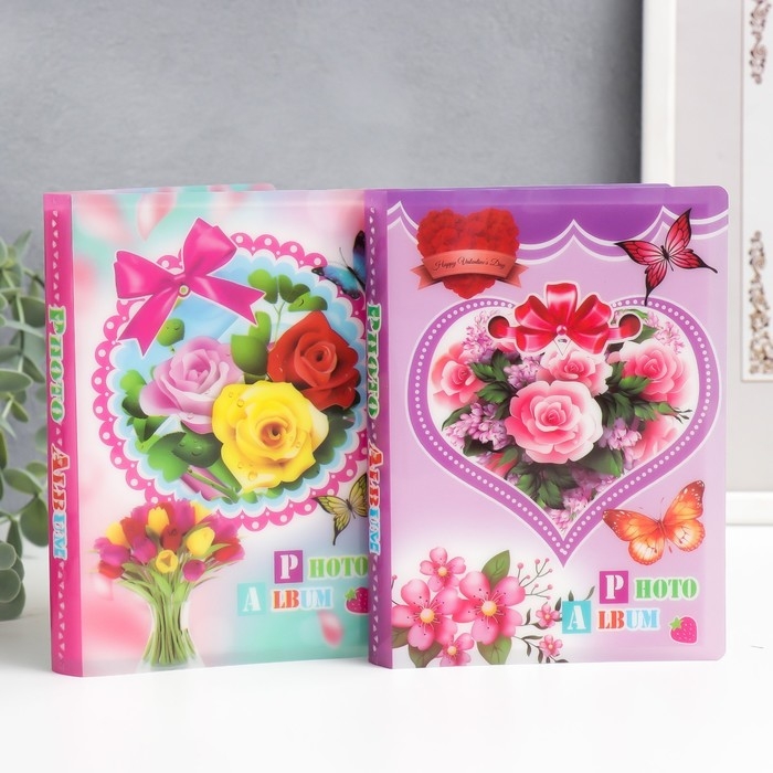 Фотоальбом на 36 фото 10х15 см  Фотоальбом на 36 фото 10х15 см "Розы" МИКС 16,5х12х2 см