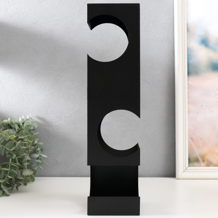 Сувенир металл подставка под бутылки  Сувенир металл подставка под бутылки "Геометрия" чёрный 10х10х40 см