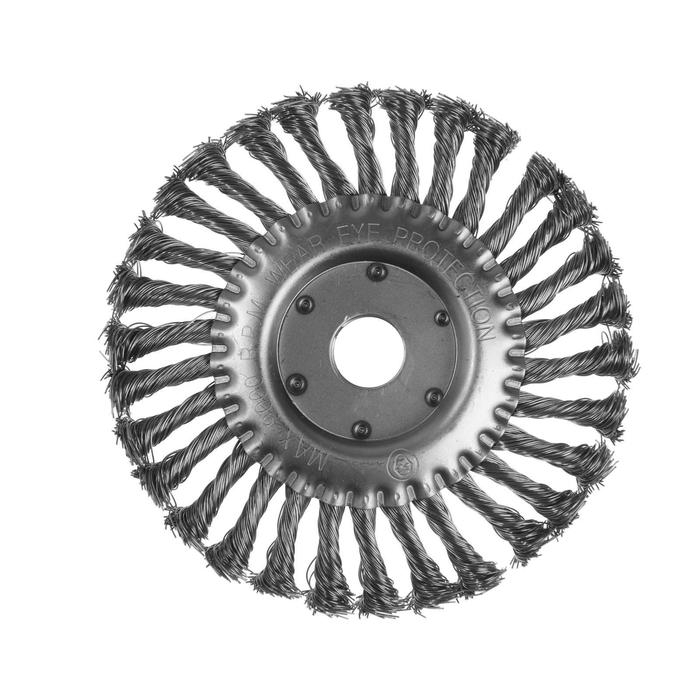 Щетка металлическая для УШМ ТУНДРА, крученая проволока, плоская, посадка 22 мм, 175 мм Щетка металлическая для УШМ ТУНДРА, крученая проволока, плоская, посадка 22 мм, 175 мм