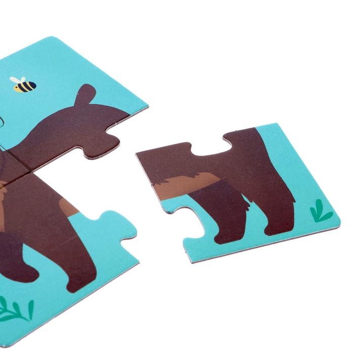 Пазлы 4 в 1 «Собери зверюшку: Кто живёт в лесу?», 4 пазла, 16 деталей Пазлы 4 в 1 «Собери зверюшку: Кто живёт в лесу?», 4 пазла, 16 деталей