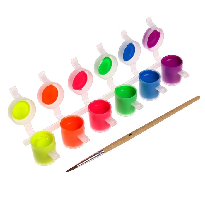 Краска по ткани, набор 6 цветов х 5 мл, Луч, флуоресцентная, акриловая на водной основе, с кистью Краска по ткани, набор 6 цветов х 5 мл, Луч, флуоресцентная, акриловая на водной основе, с кистью