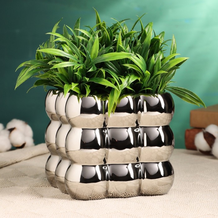 Кашпо - ваза  Кашпо - ваза "Люмьер" серебро, 13х13см