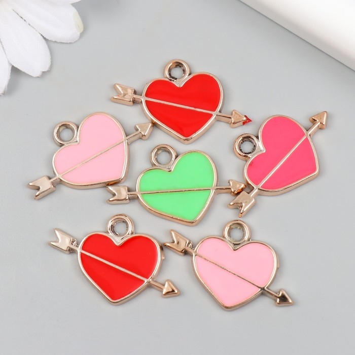 Декор для творчества пластик под металл Декор для творчества пластик под металл "Сердце со стрелой" МИКС набор 6 шт 0,2х3,4х2,2 см