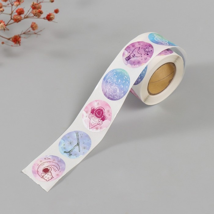 Наклейка бумага Наклейка бумага "Космос" d=2,5 см 252 шт в рулоне