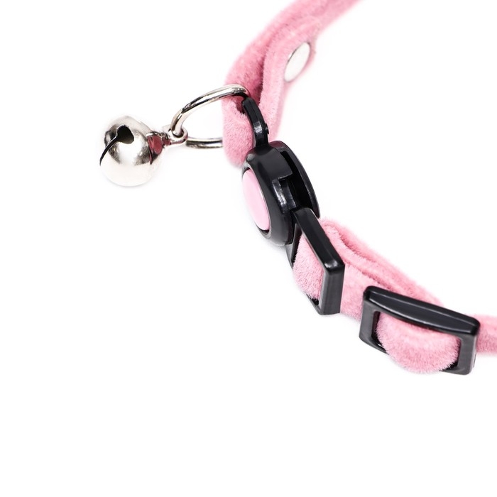 Ошейник кошачий мягкий с бубенчиком, 30 х 1 см, текстиль, розовый Ошейник кошачий мягкий с бубенчиком, 30 х 1 см, текстиль, розовый