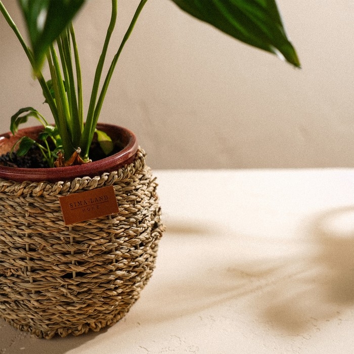 Кашпо ручного плетения из соломы Sima home, 15,5х15,5х12,5см, круглое Кашпо ручного плетения из соломы Sima home, 15,5х15,5х12,5см, круглое