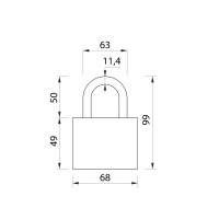 Замок навесной, 68х94 мм, 3 ключа