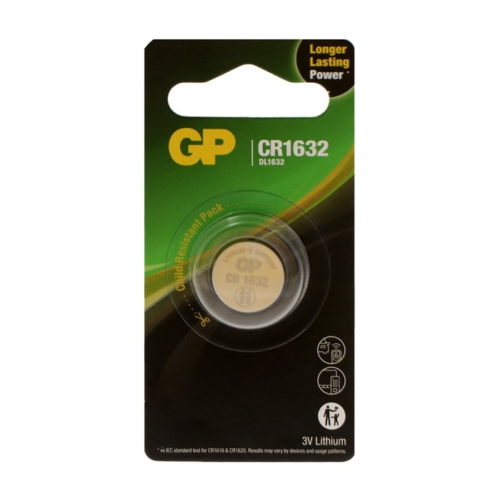 Батарейка литиевая GP, CR1632-1BL, 3В, блистер, 1 шт. Батарейка литиевая GP, CR1632-1BL, 3В, блистер, 1 шт.