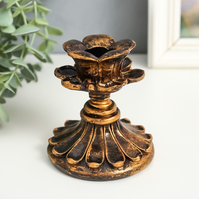 Подсвечник полистоун Подсвечник полистоун "Лепестки" под старину 9х8,7х8,7 см