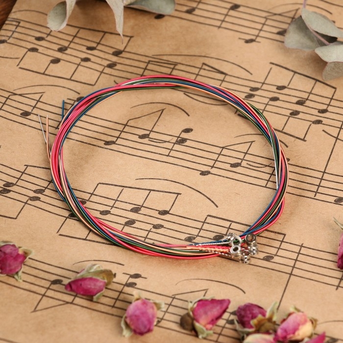 Струны для акустической гитары Music Life 6 шт., разноцветные Струны для акустической гитары Music Life 6 шт., разноцветные