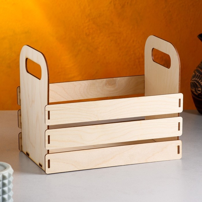 Кашпо деревянное 25×15×20 см  Кашпо деревянное 25×15×20 см "Кармен", ручки вырезы боковые, натуральный Дарим Красиво