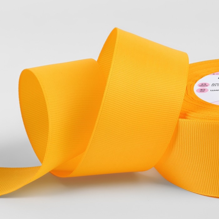 Лента репсовая, 40 мм, 23 ± 1 м, цвет жёлтый №85 Лента репсовая, 40 мм, 23 ± 1 м, цвет жёлтый №85