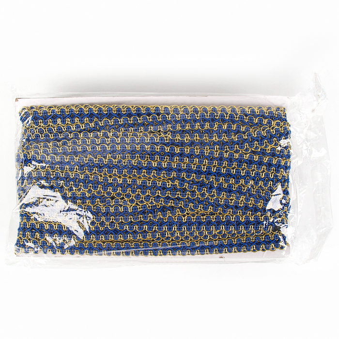 Тесьма синяя с золотом по краю, 1,5 см, намотка 50 м Тесьма синяя с золотом по краю, 1,5 см, намотка 50 м