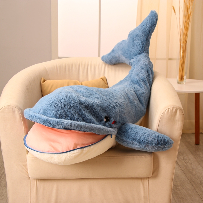 Мягкая игрушка «Кит», 90 см, с пледом, рот на молнии Мягкая игрушка «Кит», 90 см, с пледом, рот на молнии