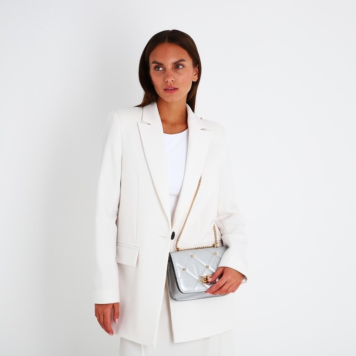 Сумка-мессенджер на молнии, цвет серебряный Сумка-мессенджер на молнии, цвет серебряный