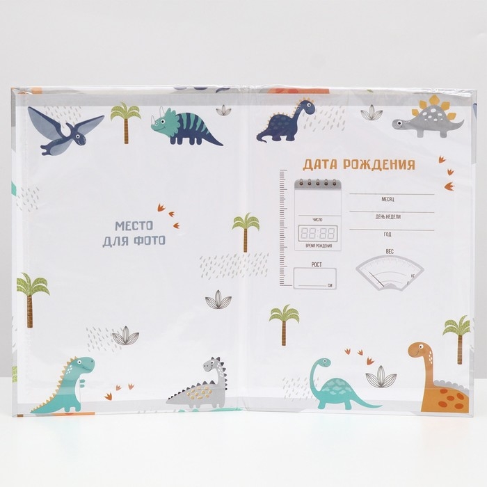 Папка для свидетельства о рождении «Динозаврики»,А5