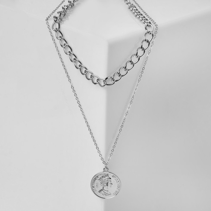 Кулон  Кулон "Цепь" античность, цвет серебро, 45см