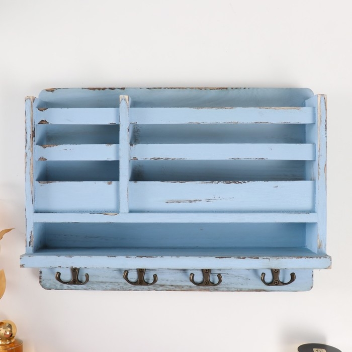 Крючки декоративные дерево с карманом и полочкой Крючки декоративные дерево с карманом и полочкой "Серый состаренный" 10,5х28х18 см