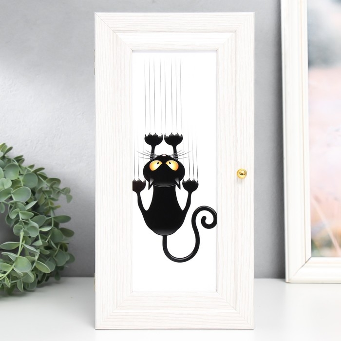 Ключница Ключница "Кот" 14х29 см молочный дуб