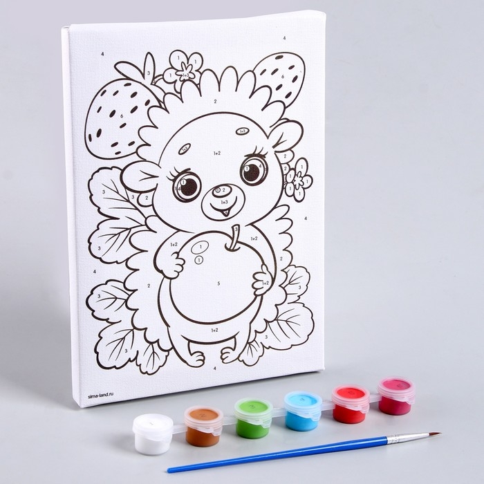 Картина по номерам для детей «Весёлый ёжик», 21 х 15 см Картина по номерам для детей «Весёлый ёжик», 21 х 15 см