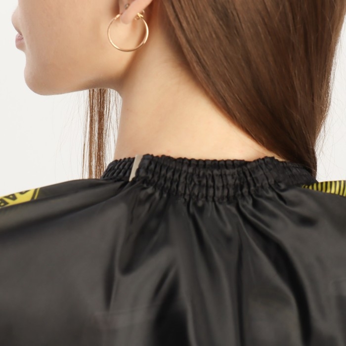 Пеньюар парикмахерский, с крючком, цвет чёрный/жёлтый Пеньюар парикмахерский, с крючком, цвет чёрный/жёлтый