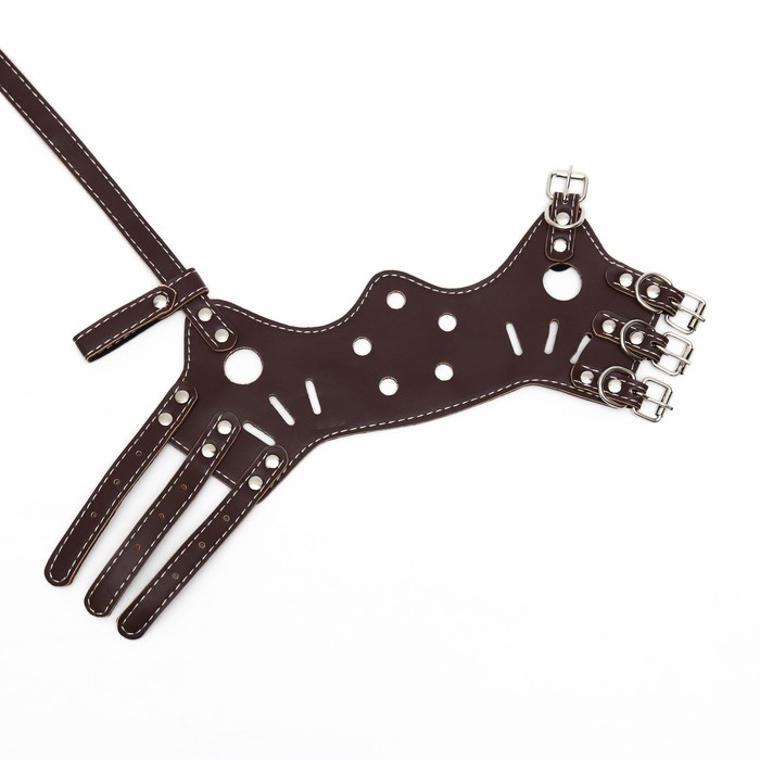 Намордник из прессованной кожи регулируемый, №3, ДН 6,8 см, ОМ 21-28 см, коричневый Намордник из прессованной кожи регулируемый, №3, ДН 6,8 см, ОМ 21-28 см, коричневый