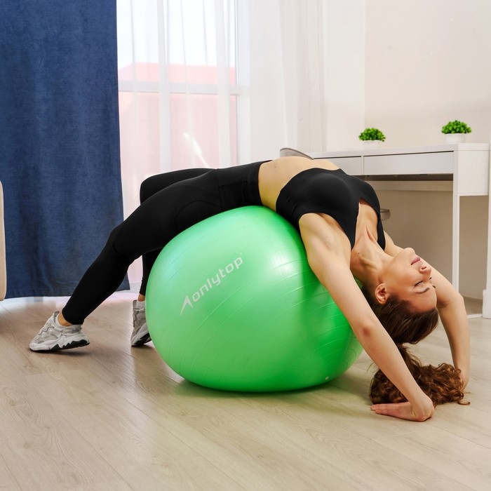 Фитбол ONLYTOP, d=85 см, 1400 г, антивзрыв, цвет зелёный Фитбол ONLYTOP, d=85 см, 1400 г, антивзрыв, цвет зелёный