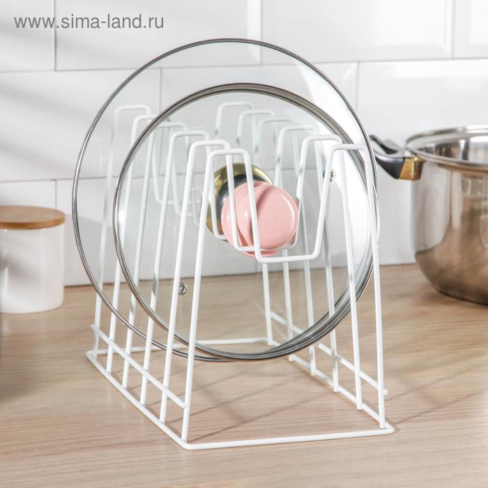 Подставка под крышки настольная, 5 предметов, 29×16×21,5 см, цвет белый Подставка под крышки настольная, 5 предметов, 29×16×21,5 см, цвет белый