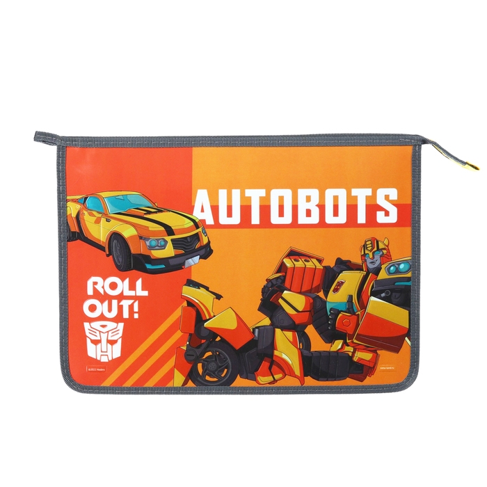 Папка для труда А4, на молнии, с эффектом металлика, Трансформеры Папка для труда А4, на молнии, с эффектом металлика, Трансформеры