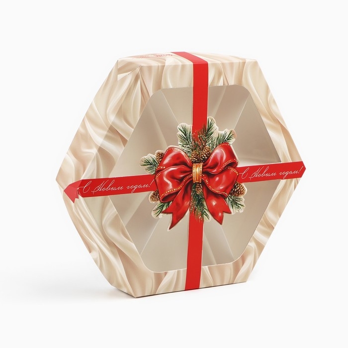 Коробка складная «Новогодний бант», 23 х 23х 4 см, Новый год Коробка складная «Новогодний бант», 23 х 23х 4 см, Новый год