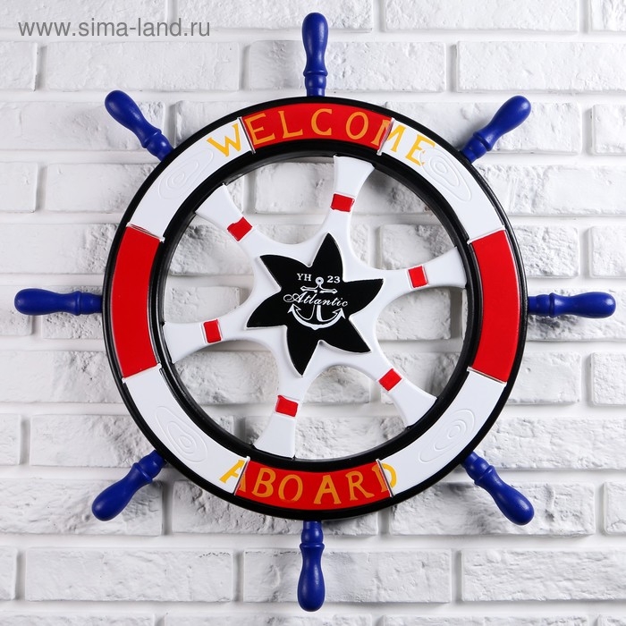 Штурвал сувенирный Штурвал сувенирный "Добро пожаловать на борт" красный 62см