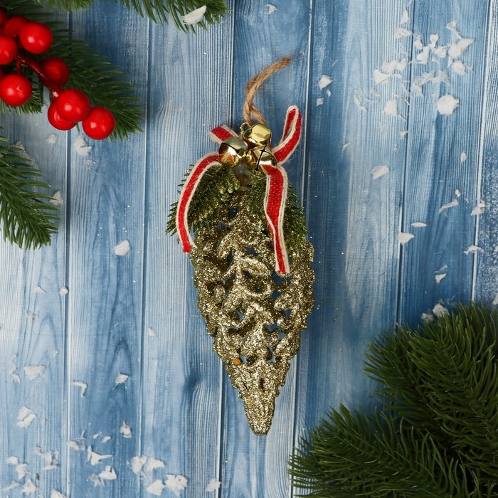 Украшение ёлочное Украшение ёлочное "Сосулька ажур" 7х13 см, золото