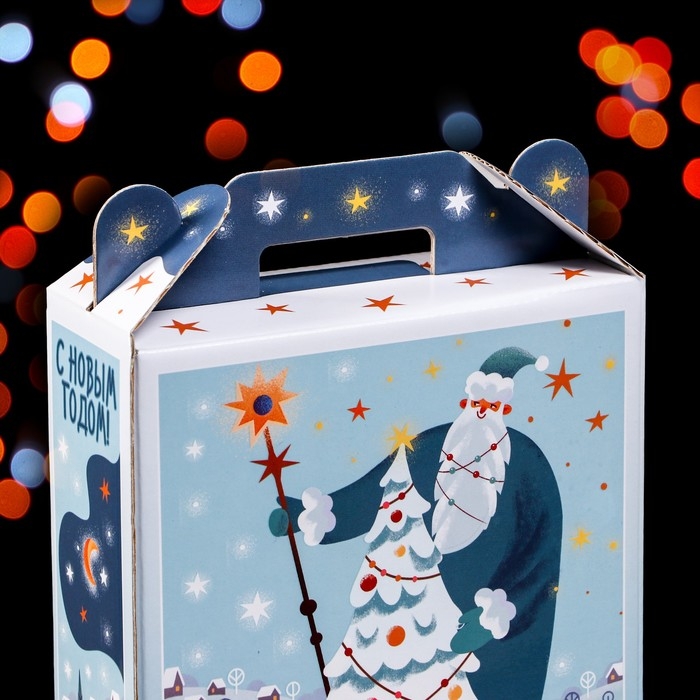 Подарочная коробка Подарочная коробка "Фантазия" в зеленом 16,8 х 7 х 25 см. Новый год