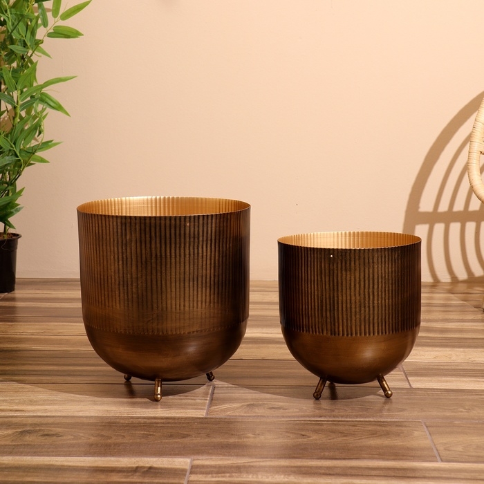 Кашпо  Кашпо "Голди" металл (набор 2 шт), диаметр 30 и 26 см