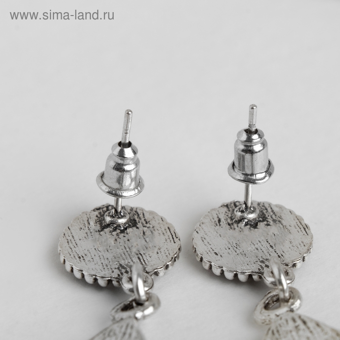 Серьги висячие со стразами «Капля» мотивы этники, цвет чёрный в чернёном серебре, 7 см Серьги висячие со стразами «Капля» мотивы этники, цвет чёрный в чернёном серебре, 7 см