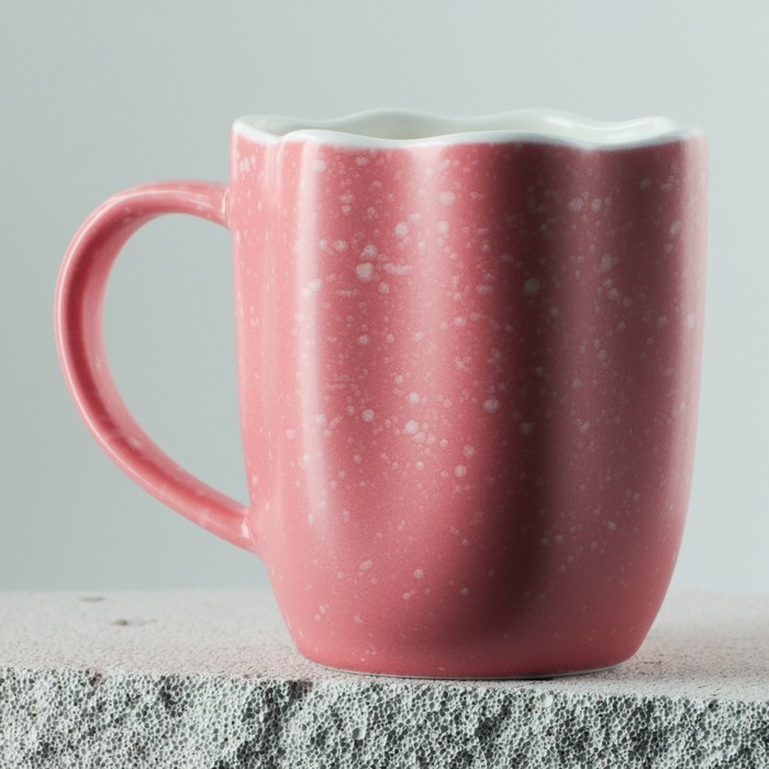 Кружка керамическая неровный край «Розовая», 350 мл, цвет розовый Кружка керамическая неровный край «Розовая», 350 мл, цвет розовый