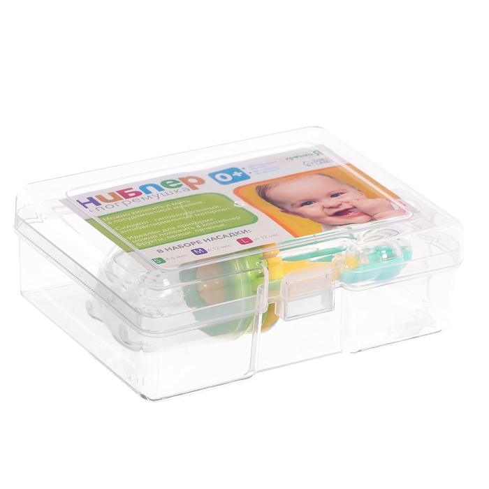 Ниблер для прикорма, с погремушкой, пищевой силикон, в кейсе, 3 съёмных насадки Ниблер для прикорма, с погремушкой, пищевой силикон, в кейсе, 3 съёмных насадки