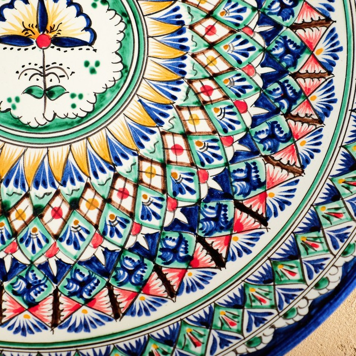 Ляган Риштанская Керамика  Ляган Риштанская Керамика "Узоры", 42 см, синий микс