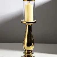 Подсвечник на 1 свечу &laquo;Аванти&raquo;, керамика, стекло, d=8 см, золото, 10&times;10&times;40.5 см
