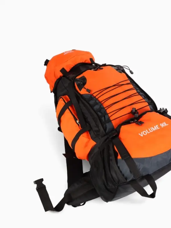 Рюкзак туристический, 90 литров, 6 наружных карманов, шнуровка, оранжевый