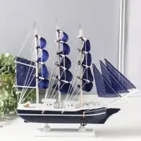 Сувенирная модель корабля &laquo;Калева&raquo;, борта синие с белой полосой, паруса синие, 30&times;7&times;32 см