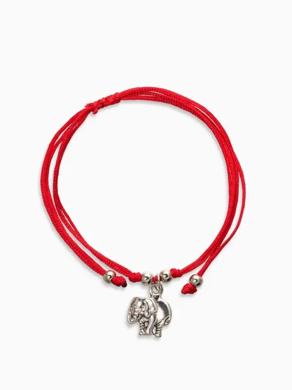 Браслет-оберег &laquo;Красная нить. Слон&raquo;, на счастье, цвет чернёное серебро, L=20 см