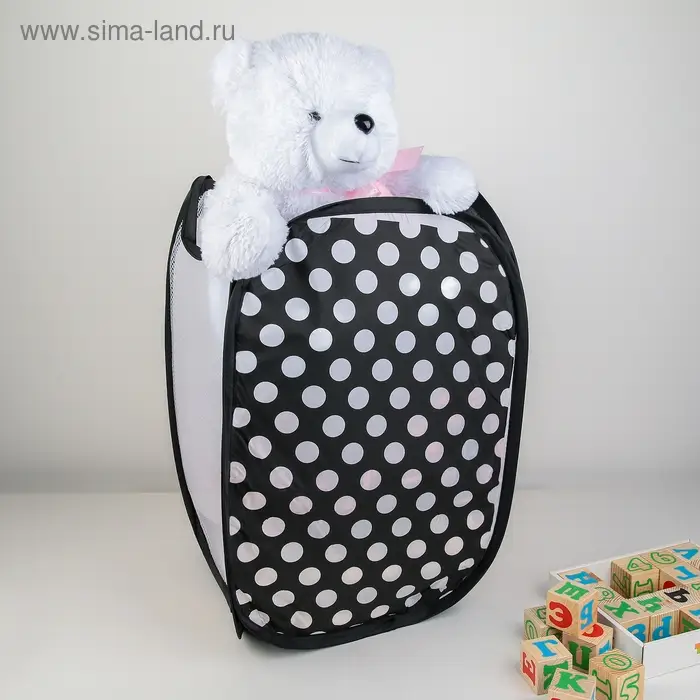 Корзина-сетка Доляна «Горошек», складная, 32×32×52 см, цвет чёрный Корзина-сетка Доляна «Горошек», складная, 32×32×52 см, цвет чёрный