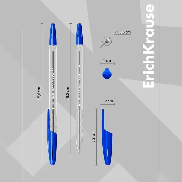 Набор ручек шариковых 4 штуки ErichKrause R-301, узел 1.0 мм, чернила синие, длина линии письма 2000 метров, европодвес