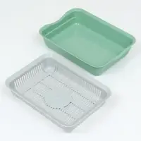 Лоток для кошек, 34.5&times;25.5&times;7.5 см, с сеткой, пластик, серый, оливковый