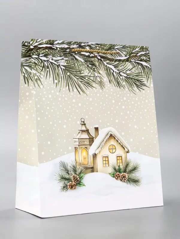 Пакет подарочный новогодний ламинированный, «Новогодний домик» , 26×12×32 см Пакет подарочный новогодний ламинированный, «Новогодний домик» , 26×12×32 см