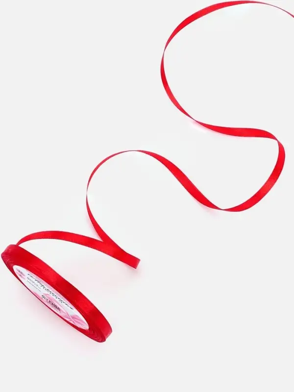 Лента атласная, 6 мм, 23&plusmn;1 м, красная №26