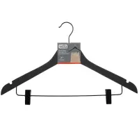 VETTA Вешалка деревянная с клипсами, софт тач, 45x26,5см, черная