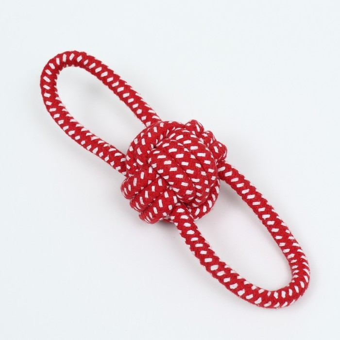 Игрушка канатная "Мяч с ручками", до 65 г, мяч 6 см, до 20 см, красная