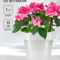 Кашпо для цветов со вставкой Plast-Avenue &laquo;Порто&raquo;, 1 л, пластик, прозрачное
